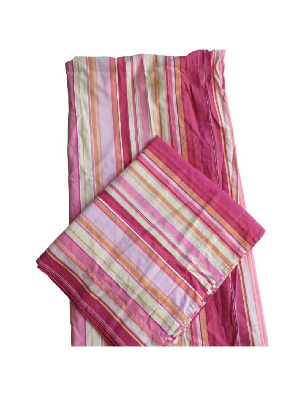 Pottery Barn Full/Queen Duvet Cover 2 Pillow Shams Striped Pink/Orange Cotton